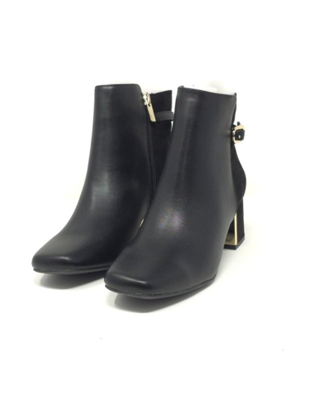 Jones New York Dress Booties with Block Heel and Gold Zip Ankle Boots 7M